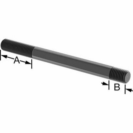 BSC PREFERRED Black-Oxide Steel Threaded on Both Ends Stud 3/4-10 Thread Size 9 Long 2-1/2 and 1 Long Threads 91025A865